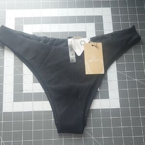 Black Ribbed Bikini Bottom with Tag